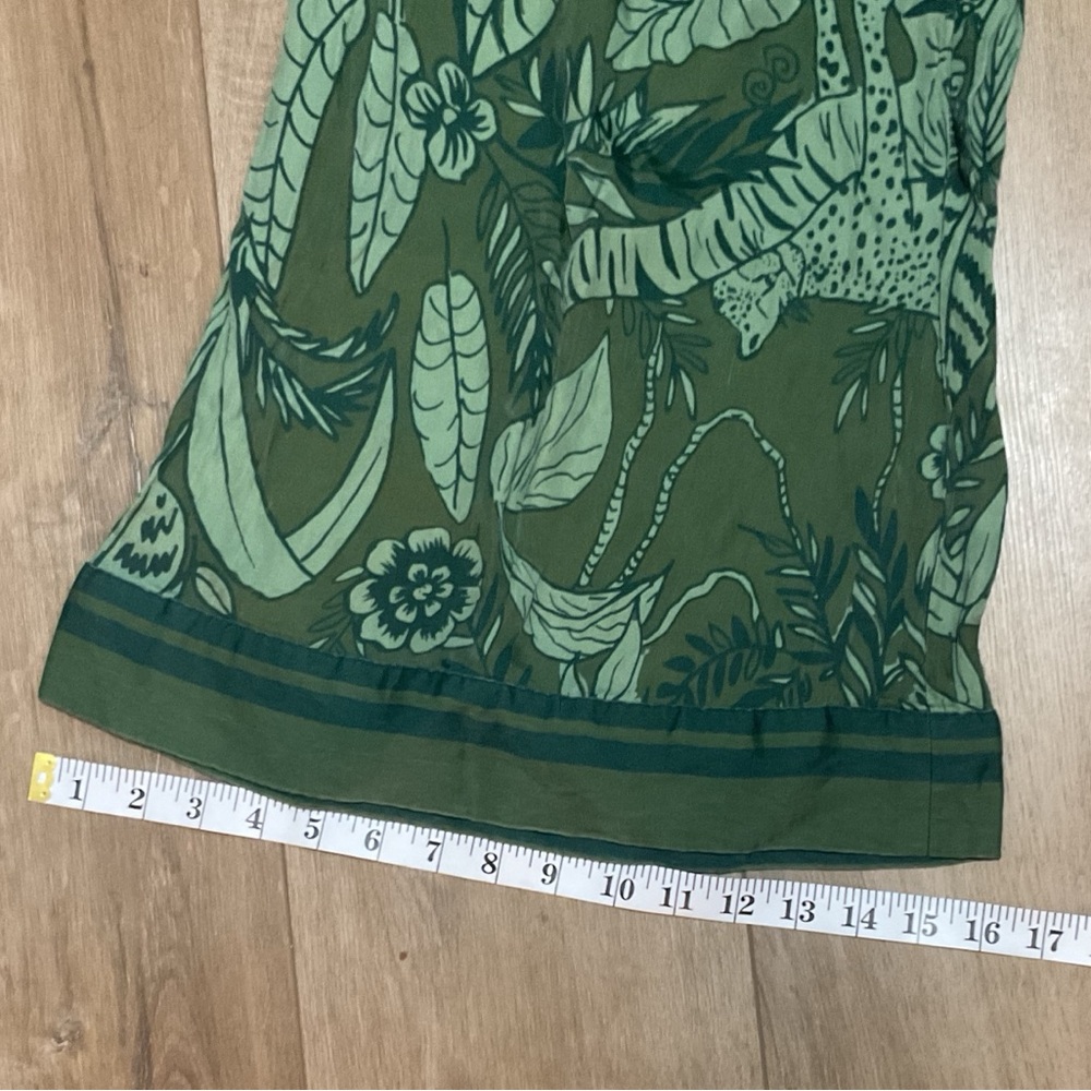 Farm Rio x Anthropologie Black and Green Print Wide-Leg Cut Pants Size Small - Picture 12 of 16